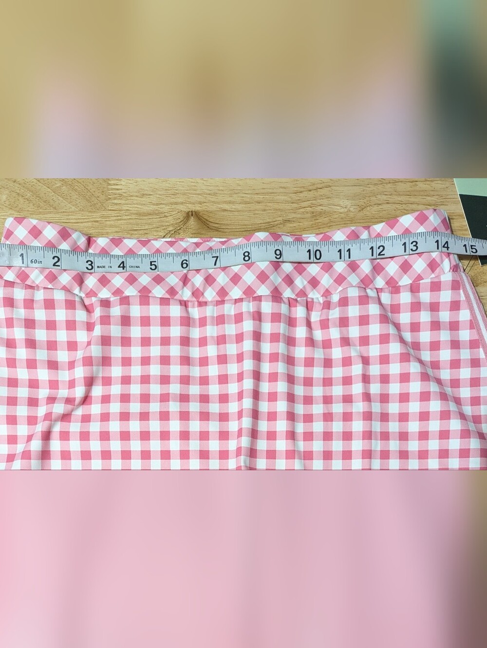 Tuckernuck Karrie Golf Skirt Medium Pink Gingham 16” Preppy Stretch Skort NWT - Picture 3 of 14